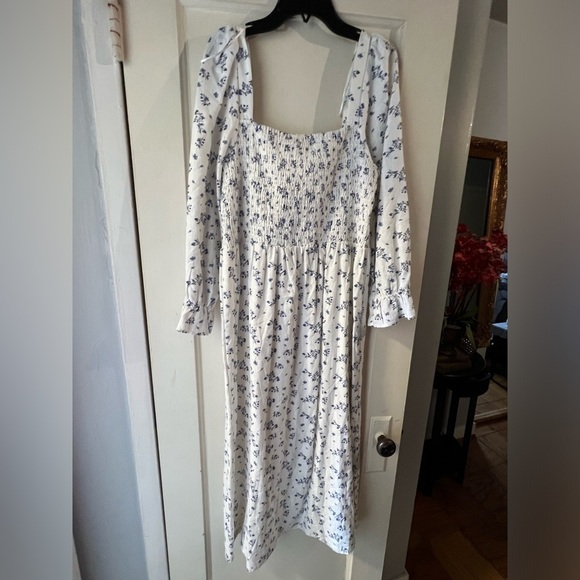 NWT House of Harlow 1960 Linen Blend Cottagecore Midi Dress L - Picture 5 of 12